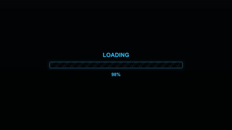 The loading progress bar is set in a dark background with blue text. It indicates a loading status at zero percent, used during streams or video creation work