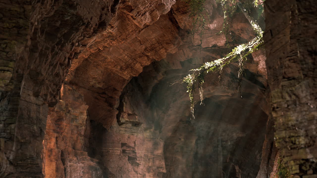 Esplorando la bellezza nascosta di una grande grotta con luce naturale nella foresta