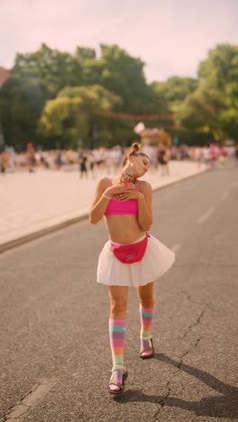 woman celebrating at pride festival