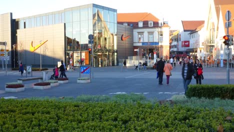 nike store and city street scene