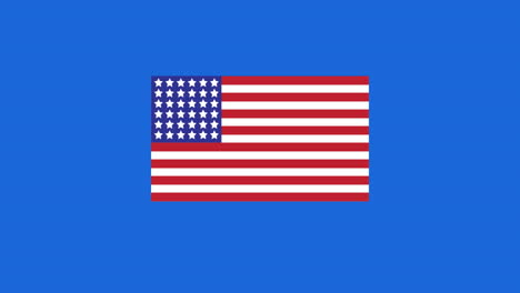 animation of american flag on blue circle and white background