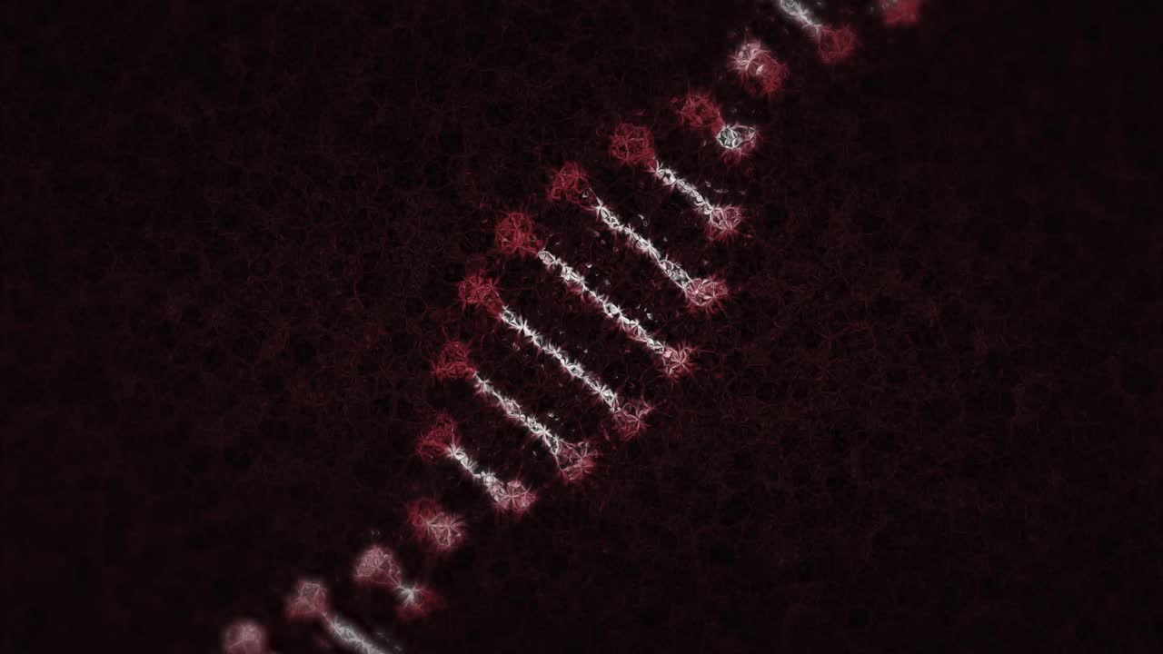 animación de una cadena de adn girando sobre un fondo negro