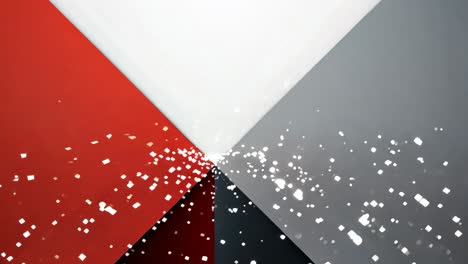 a black and white and red patterned background with a white square in the middle. the squares are all different sizes and are arranged in a way that creates a sense of movement and depth