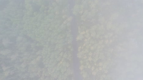 Descenso-Aéreo-A-Través-De-Nubes-Sobre-La-Carretera-Alpina-Y-El-Bosque-Otoñal