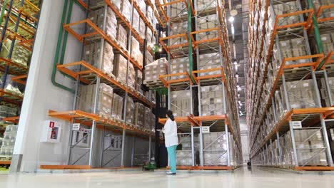 warehouse worker overseeing high bay storage