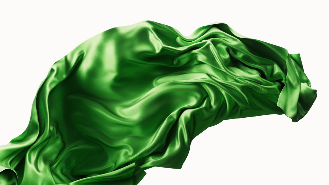 Flowing green wave cloth background, 3d rendering.
