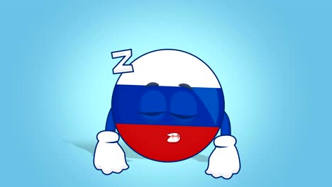 cartoon icon flag russia sleep with face animation with alpha matte