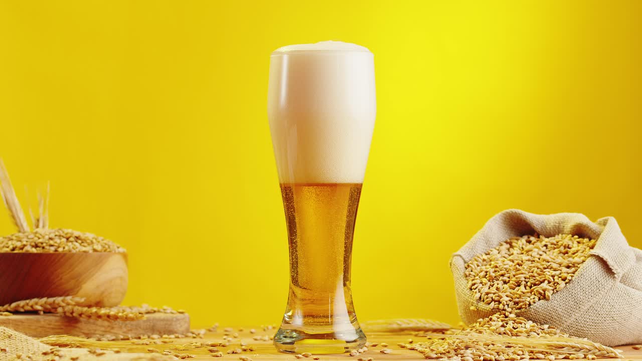 Glass of Beer with Barley Grains