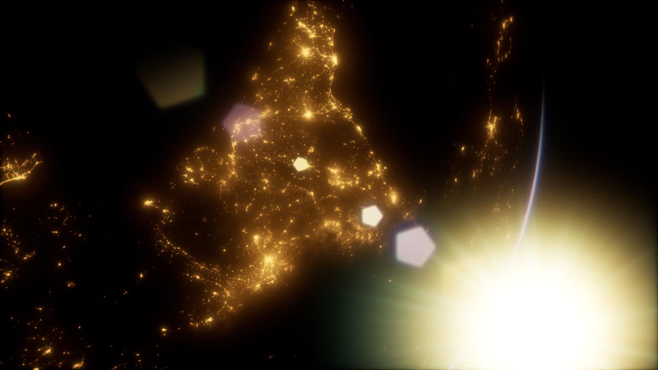 increíble amanecer sobre la tierra. vista del planeta tierra desde el espacio