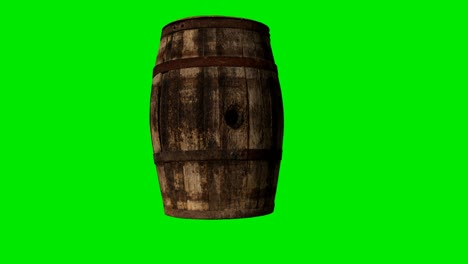 wooden barrel for wine or beer at green chromakey background