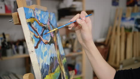 painting a tree in an art studio