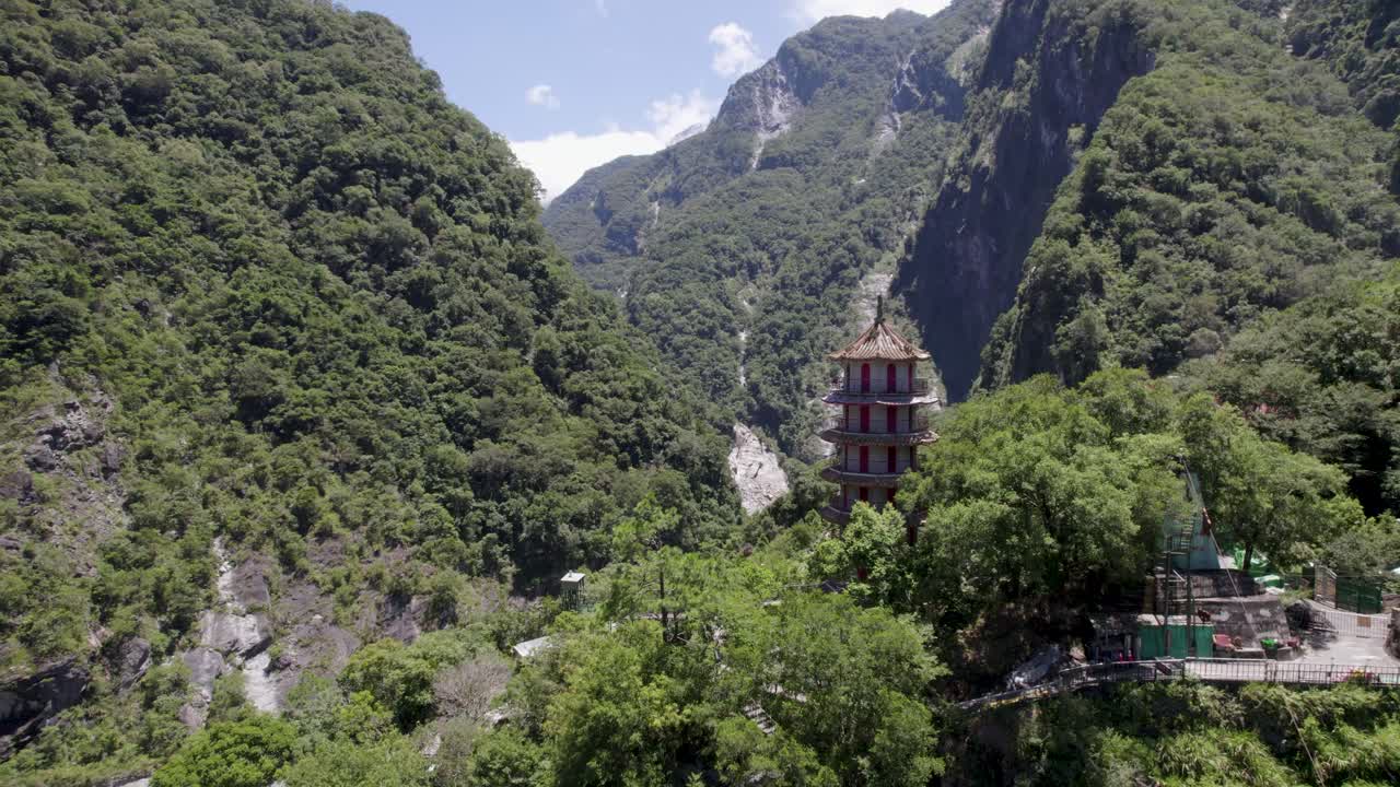 Aerial view of Xiangde Temple in Taroko National Park, Hualien county district, Taiwan