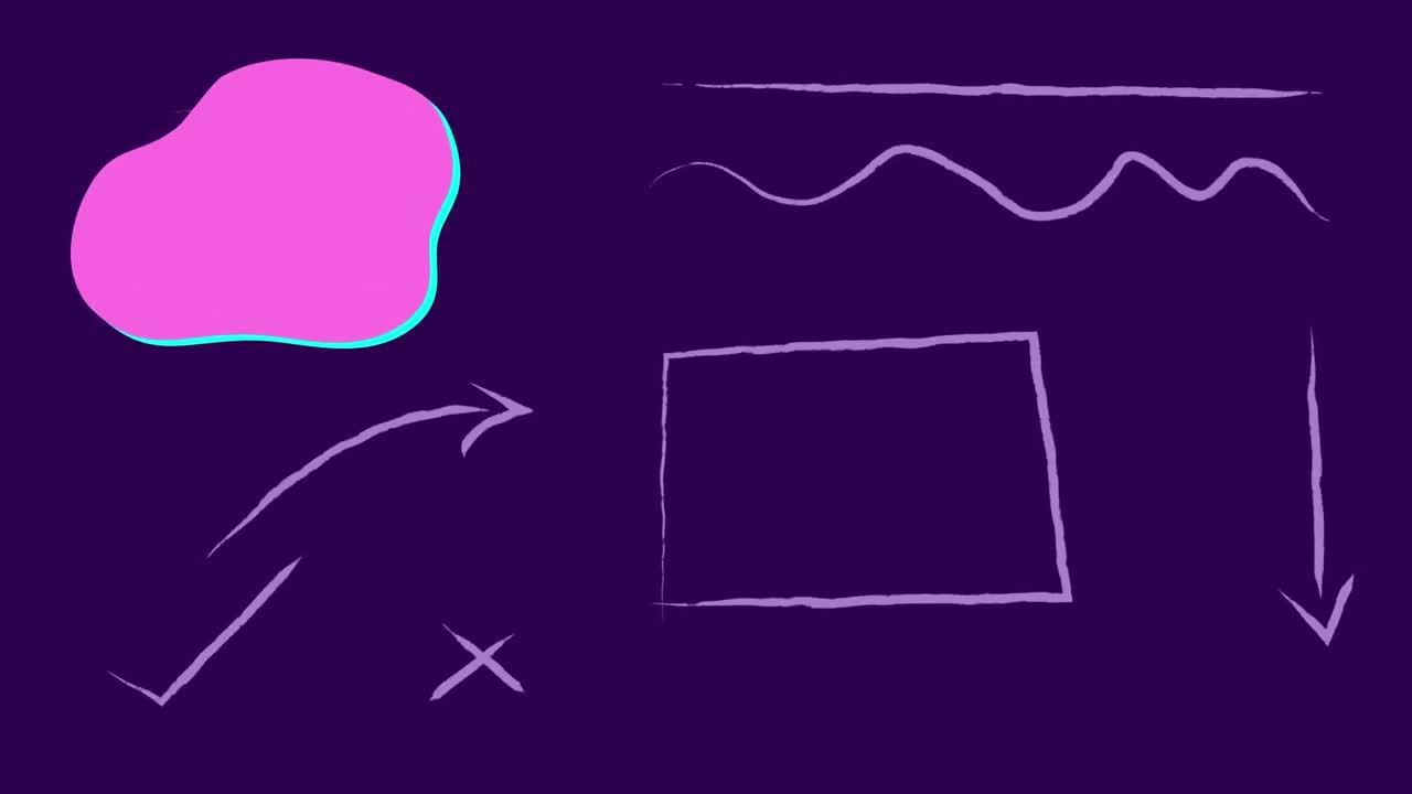 animación de gráficos rosados sobre un fondo oscuro