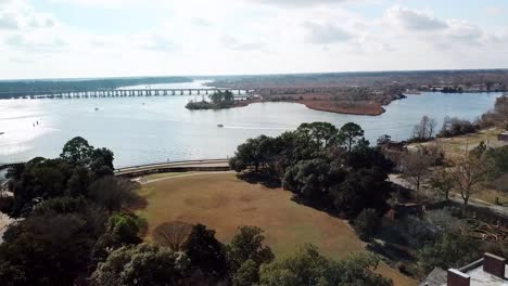 aerial-over-tryon-palace-in-new-bern-nc,-north-carolina