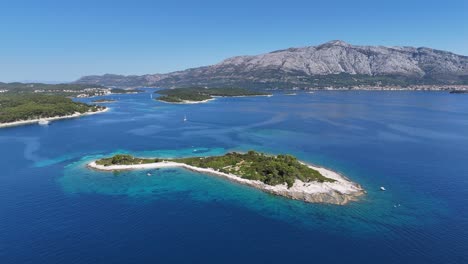 aerial drone view of islands off the coast of croatia adriatic sea dalmatian coast balkans
