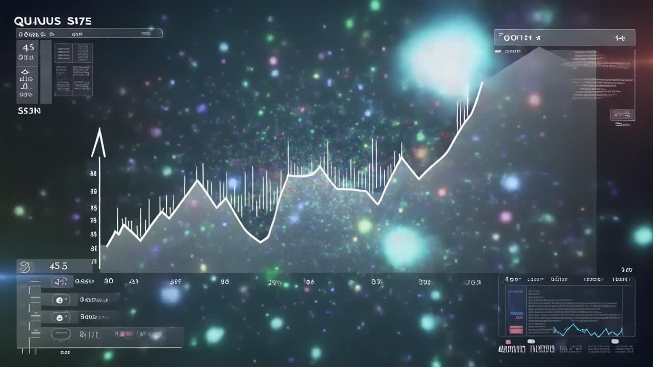 Futuristic Digital Data Graph with Abstract Particles and UI Elements