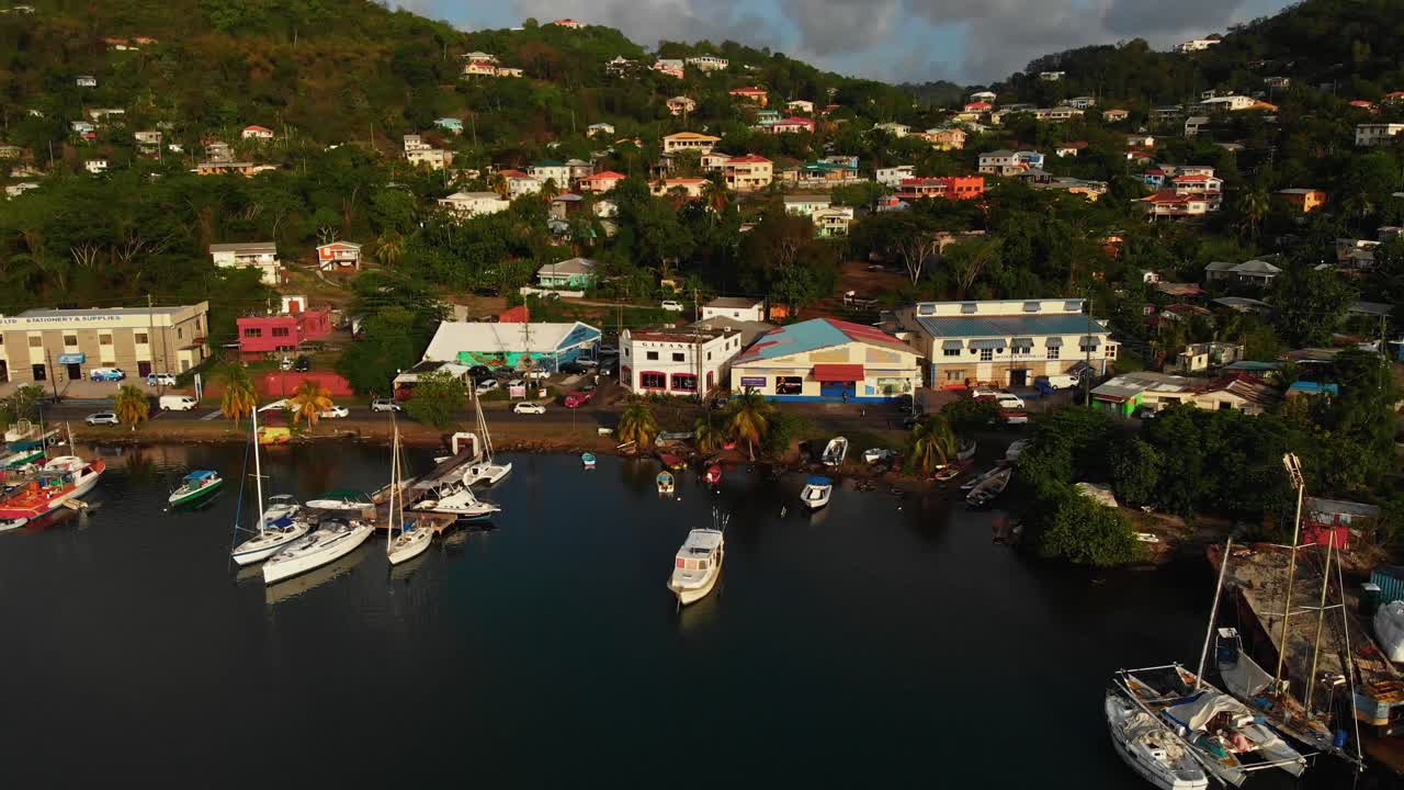 Scenic Caribbean Harbor Town on a Hillside