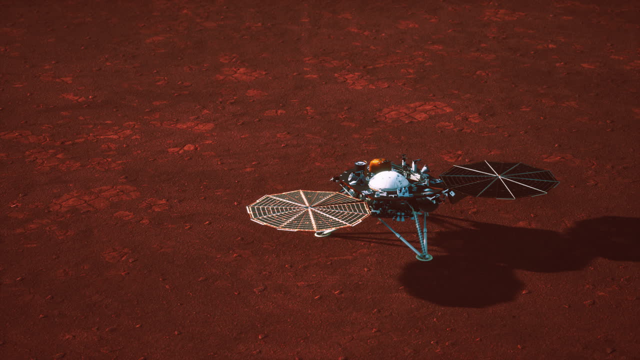 insight marte explorando la superficie del planeta rojo. elementos proporcionados por la nasa.