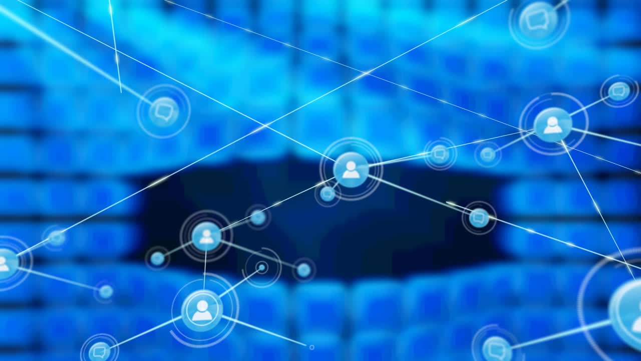 animación de la red de conexiones sobre fondo azul