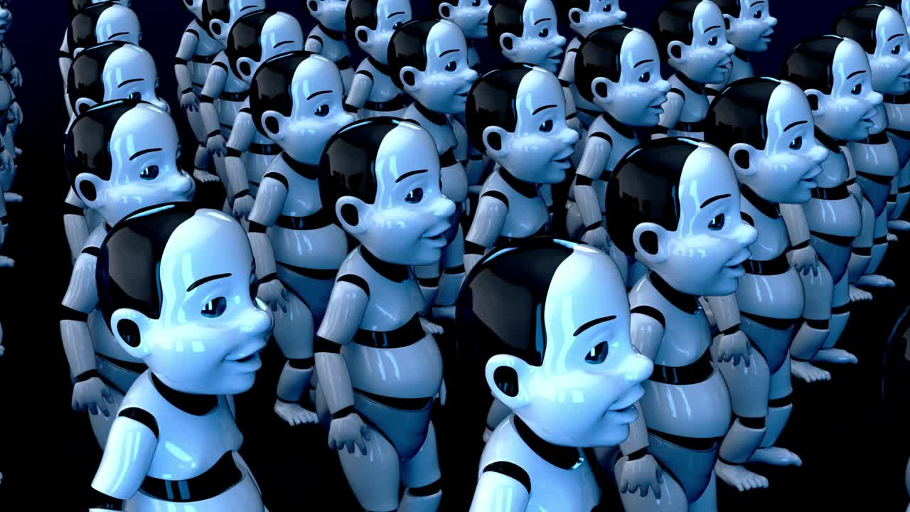 4K concept animation of baby robots