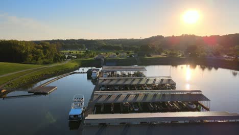 recreational clarksville marina amenities at sunset aerial