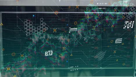 Animación-Del-Procesamiento-De-Datos-Y-Red-De-Conexiones-Contra-La-Sala-De-Servidores-Informáticos.