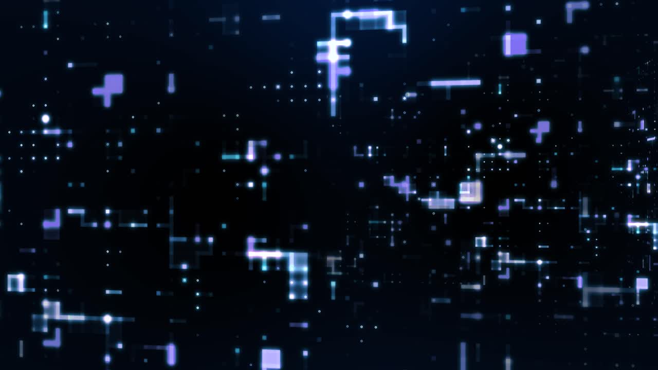 Abstract 3D Motion Digital Data Particle Cyber Space or Technology Background, Animation Seamless Loop 4k