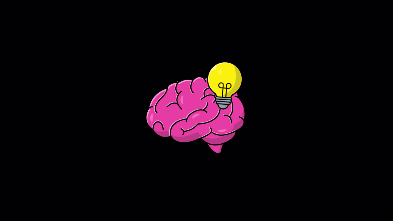 Concetto di idea con lampadina e cervello animato
