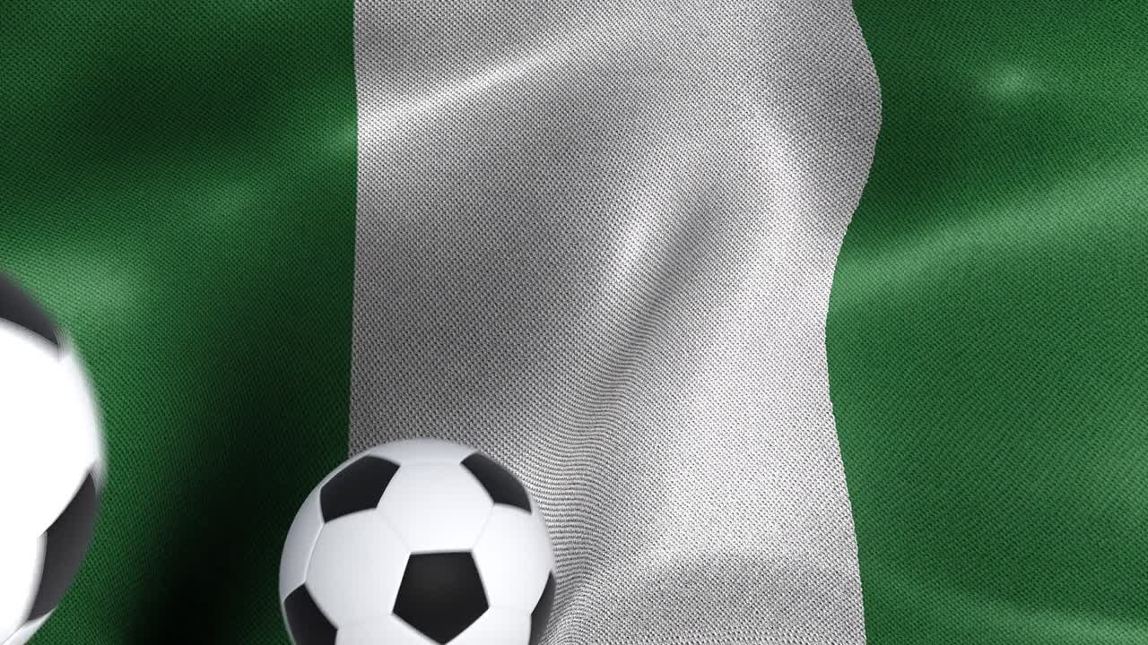 bandera de nigeria con pelotas de fútbol