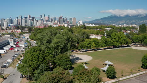 Malerische-Aussicht-Auf-Das-Zentrale-Geschäftsviertel-In-Strathcona,-Vancouver,-Kanada-–-Aeria