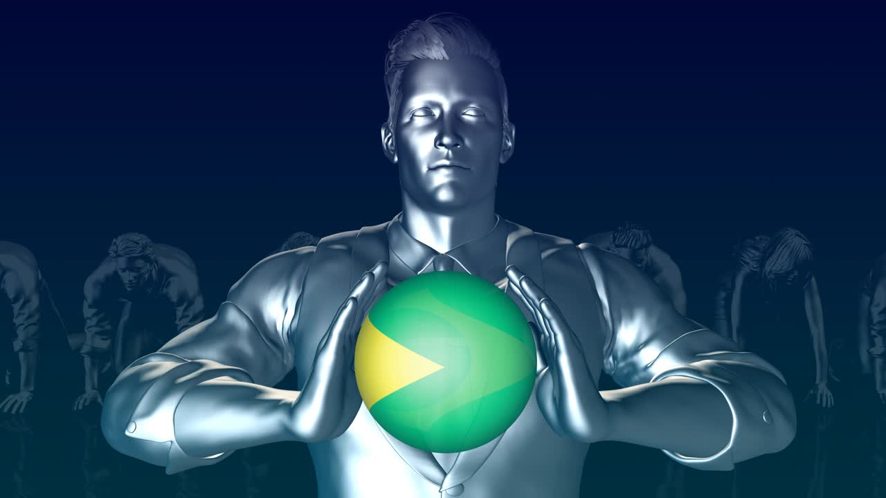 hombre sosteniendo la bandera de brasil como esfera global