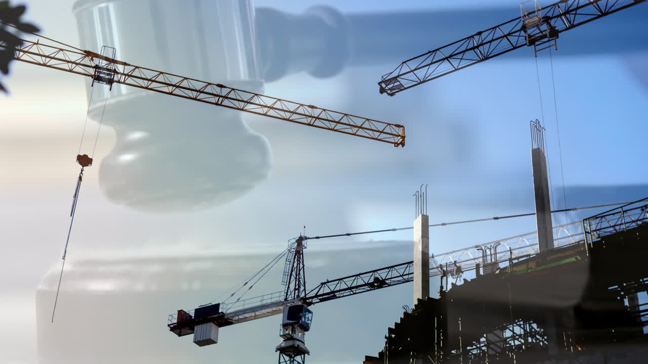 건설 중인 건물의 디지털 애니메이션 4k