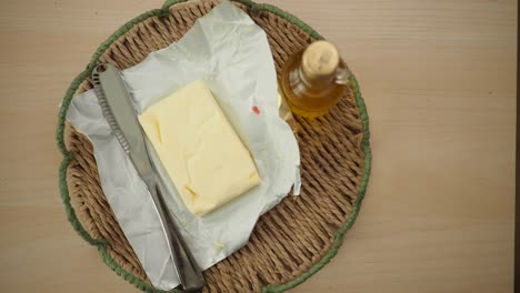butter and olive oil on a tray