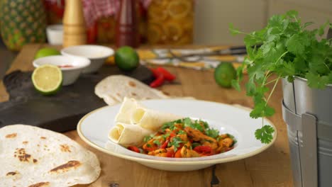 presenting a delicious fajita meal on a classy white plate