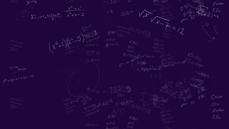 animation of mathematical equations over black background