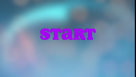 animation of pink start text over blue background