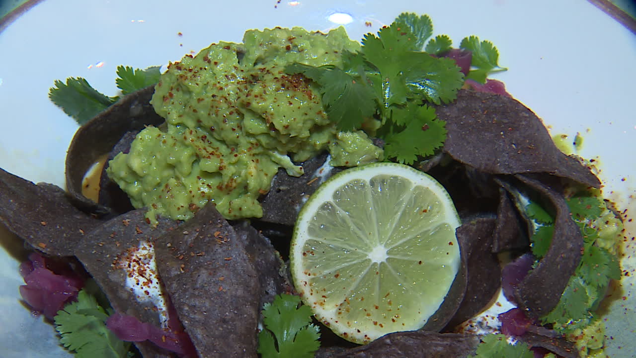 Blue Corn Chips with Guacamole and Lime