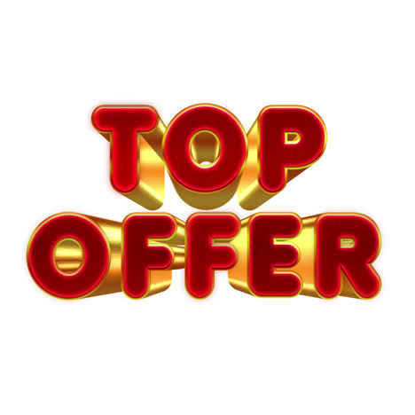 3d red and gold 'top offer' promotional graphic