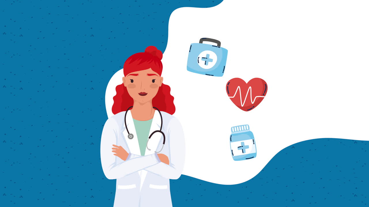 animación del personaje de la joven doctora