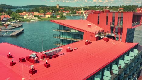 Drone-view-over-a-modern-hotel-on-the-lake