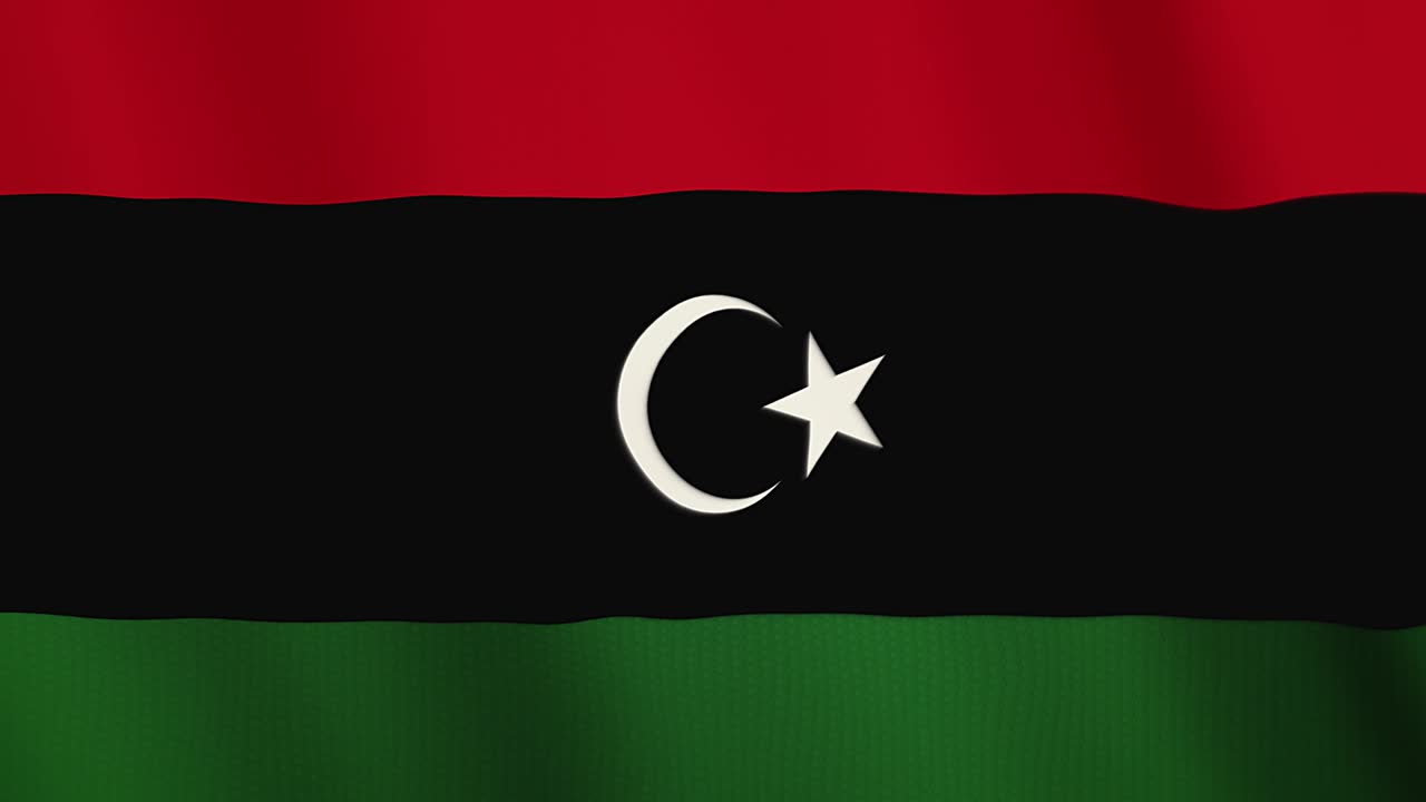 Libya flag waving animation. Full Screen. Symbol of the country