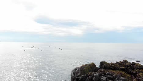 Drone-Volando-Bajo-Sobre-Las-Olas-Del-Océano-Rompiendo-En-Rocas-En-Sri-Lanka