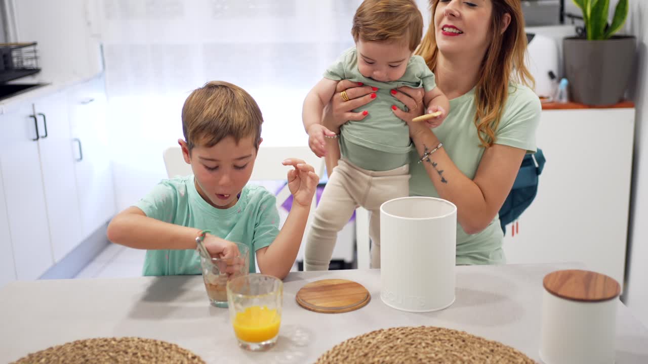 Family enjoying cookies at home