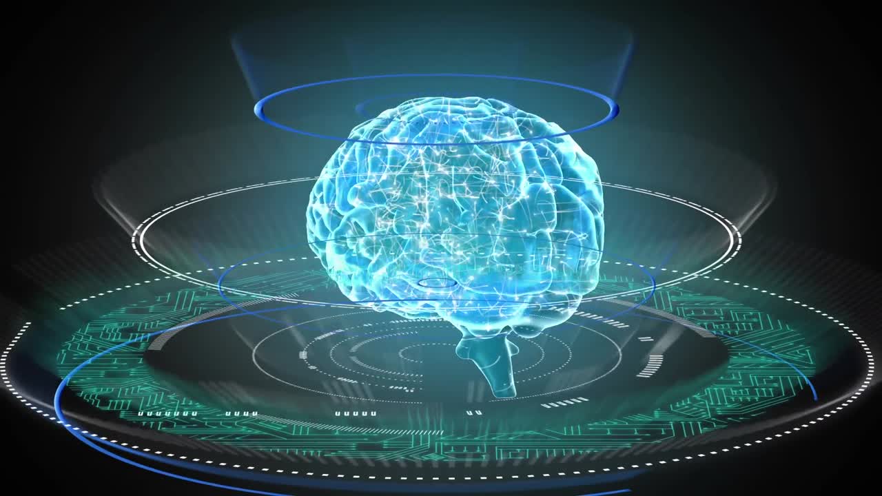 3D Human brain rotating in circles