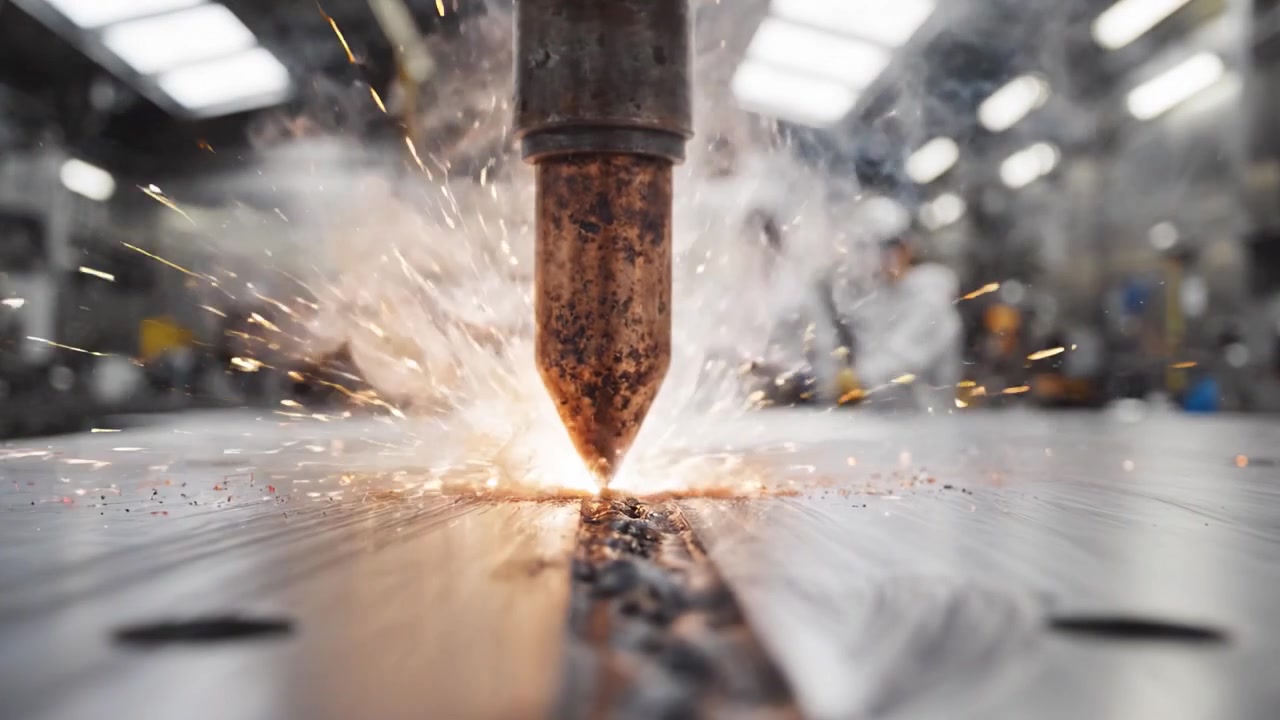 Hochpräziser Metallschweißprozess mit erfahrenen Technikern im Einsatz, modernster Ausrüstung in einer modernen Industrieumgebung.