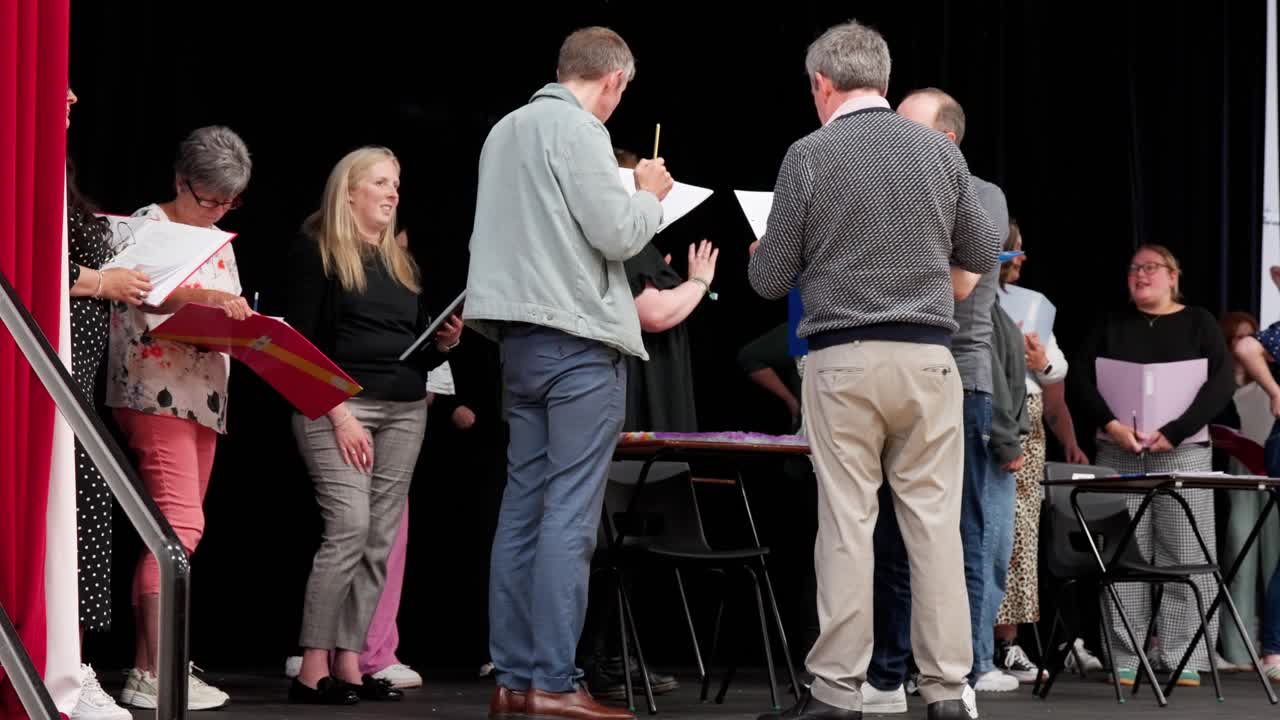 Creative discussions, script notes, show rehearsal, stage facilities