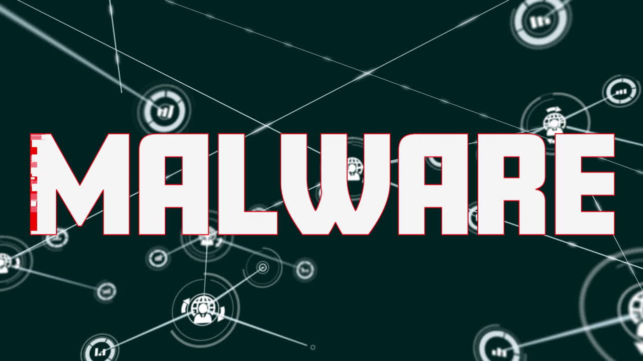 Animation of network of connections over malware text