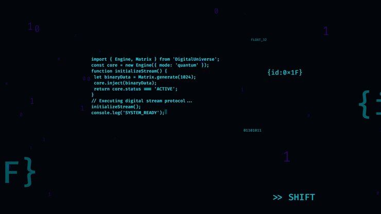 Programming Code Typing on Dark Digital Background
