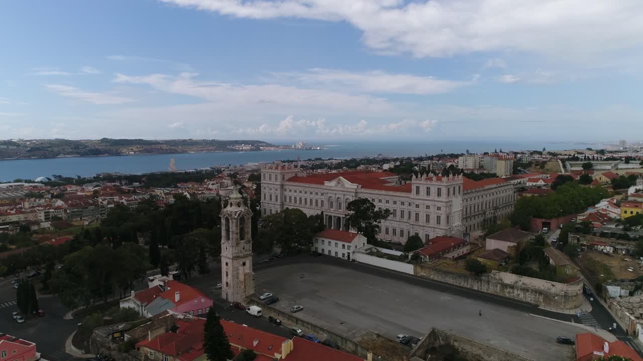 Aerial City View of Lisbon and River Tejo
