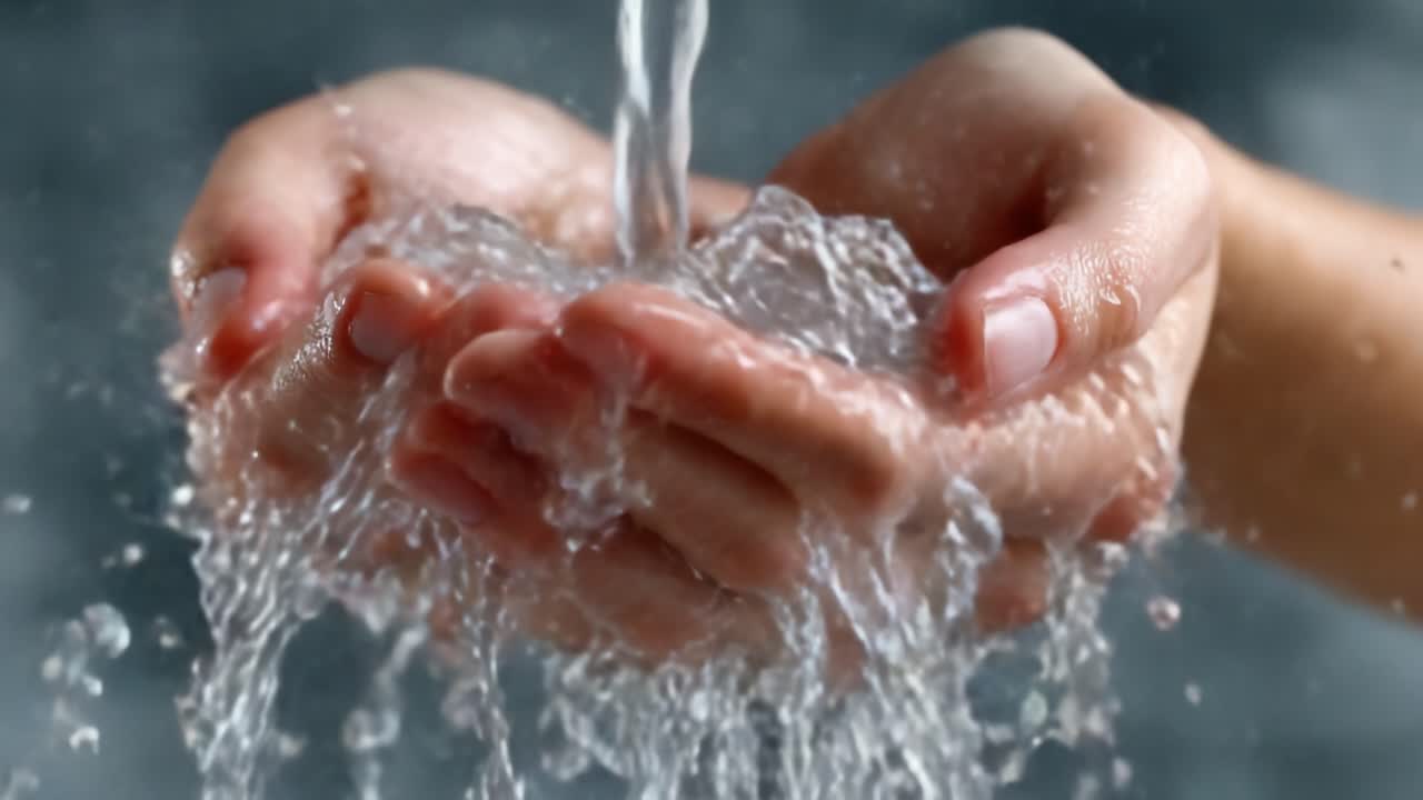 The Delicate Dance of Water Between Hands, Capturing the Essence of Nature's Flow and the Beauty of Liquid in Motion